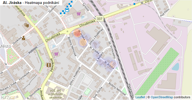 Al. Jiráska - mapa podnikání