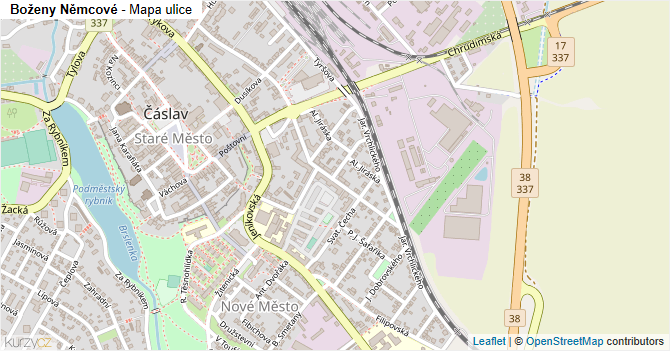 Boženy Němcové - mapa ulice