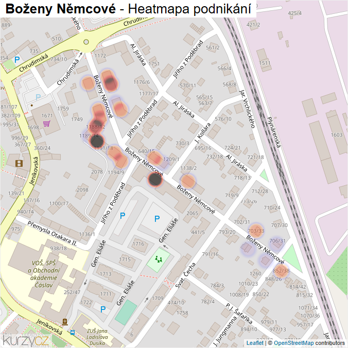 Mapa Boženy Němcové - Firmy v ulici.