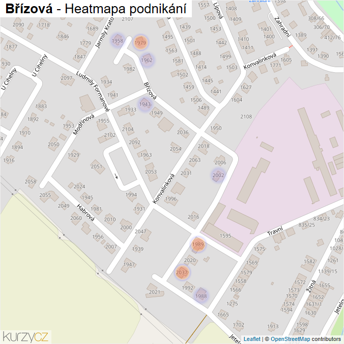 Mapa Břízová - Firmy v ulici.