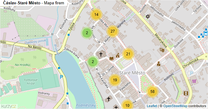 Čáslav-Staré Město - mapa firem
