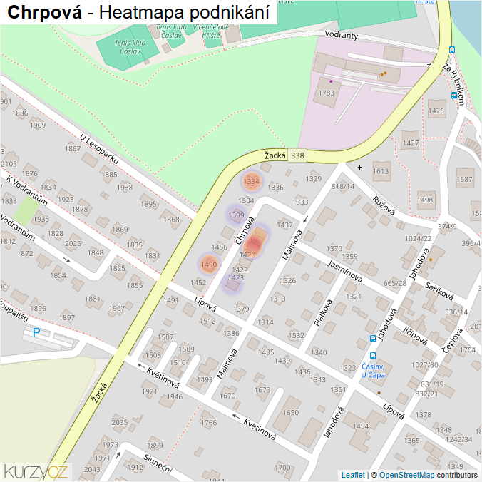 Mapa Chrpová - Firmy v ulici.