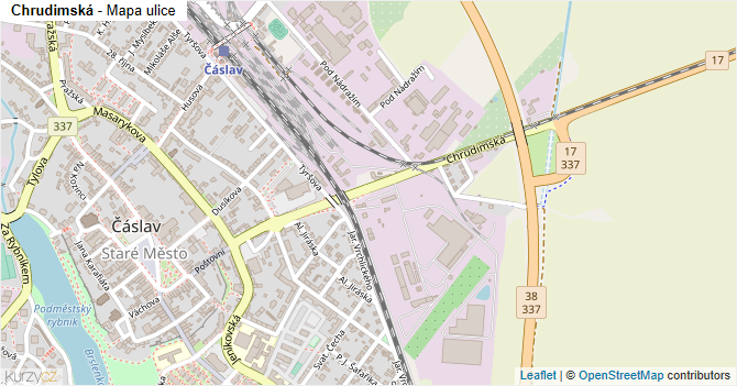 Chrudimská - mapa ulice