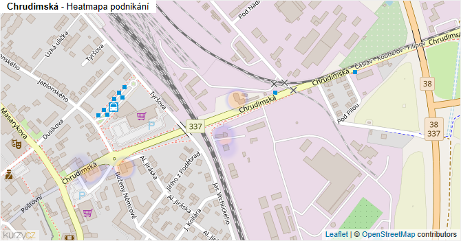 Chrudimská - mapa podnikání