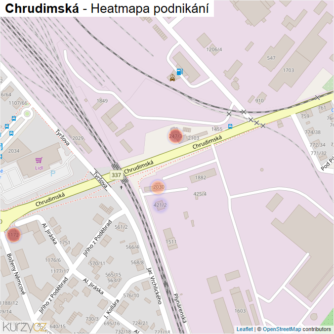Mapa Chrudimská - Firmy v ulici.