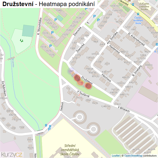Mapa Družstevní - Firmy v ulici.