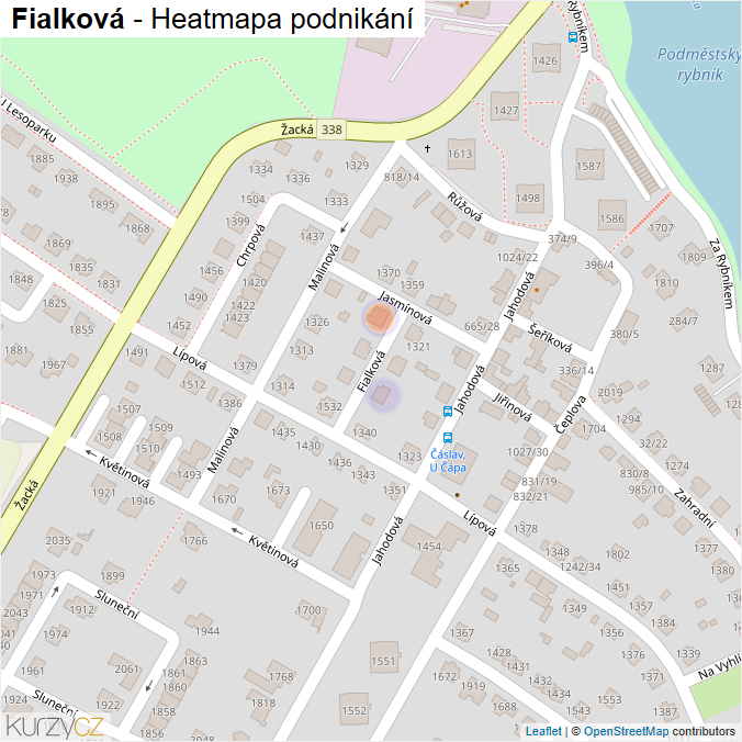 Mapa Fialková - Firmy v ulici.