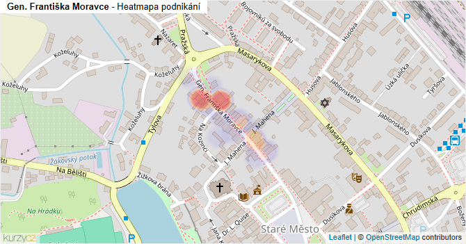 Gen. Františka Moravce - mapa podnikání