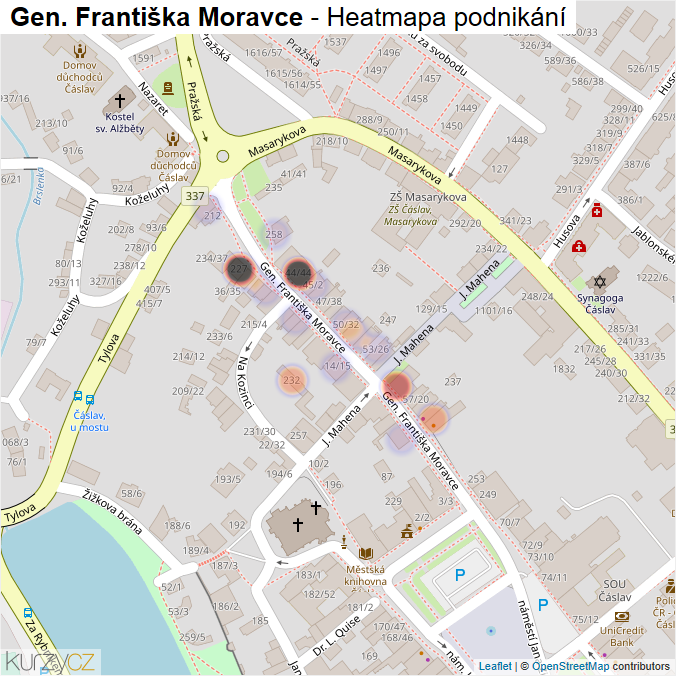 Mapa Gen. Františka Moravce - Firmy v ulici.