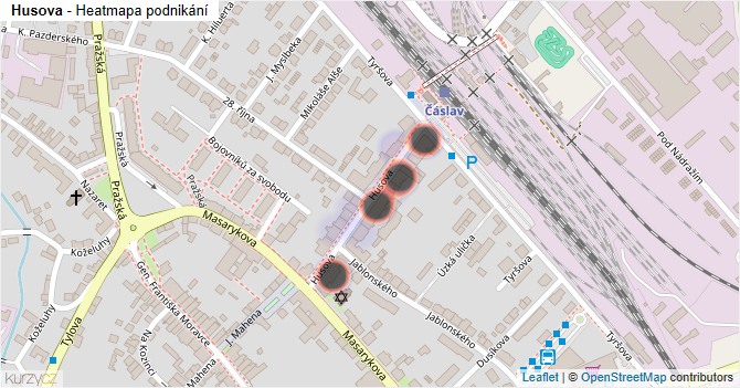Husova - mapa podnikání
