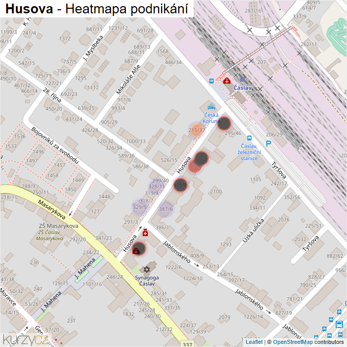 Mapa Husova - Firmy v ulici.