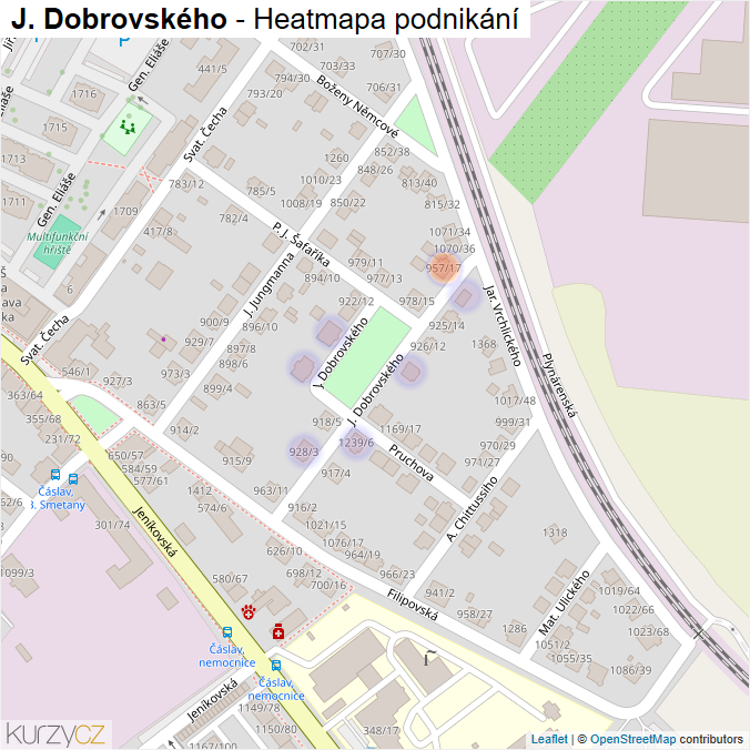 Mapa J. Dobrovského - Firmy v ulici.