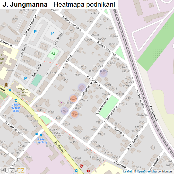 Mapa J. Jungmanna - Firmy v ulici.