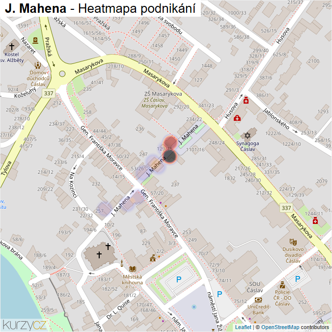 Mapa J. Mahena - Firmy v ulici.
