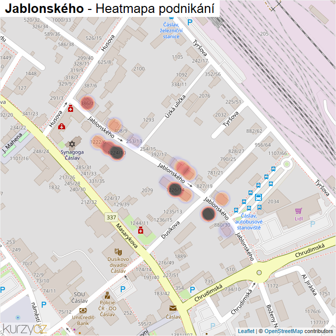 Mapa Jablonského - Firmy v ulici.