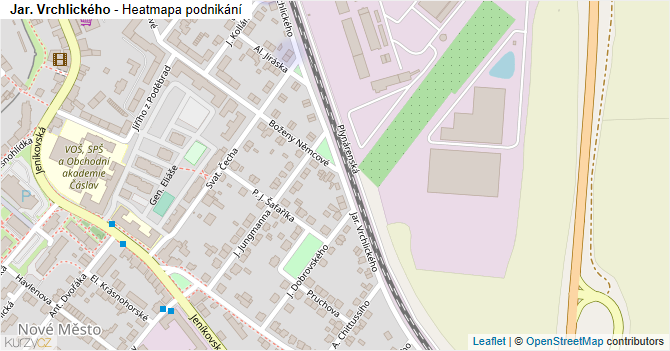 Jar. Vrchlického - mapa podnikání