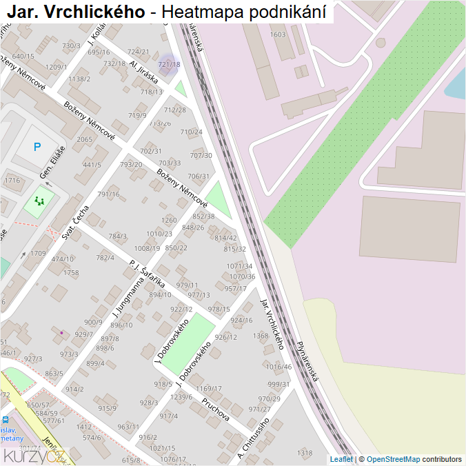 Mapa Jar. Vrchlického - Firmy v ulici.