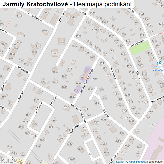Mapa Jarmily Kratochvílové - Firmy v ulici.