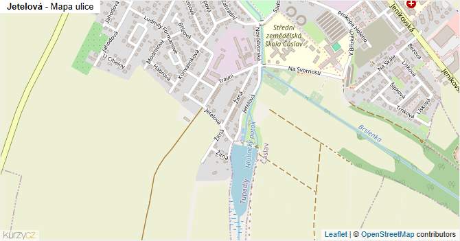 Jetelová - mapa ulice