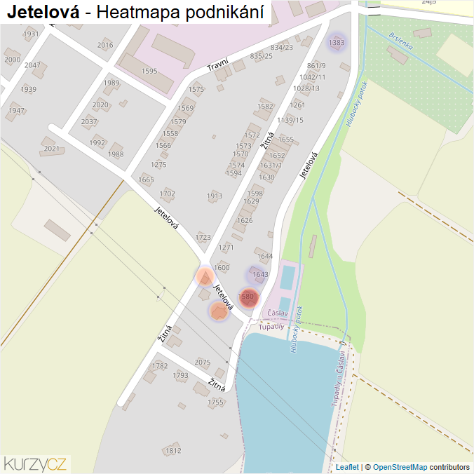 Mapa Jetelová - Firmy v ulici.