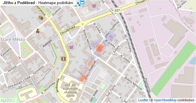 Jiřího z Poděbrad - mapa podnikání