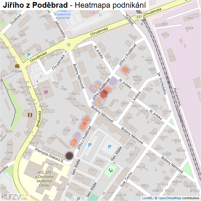 Mapa Jiřího z Poděbrad - Firmy v ulici.
