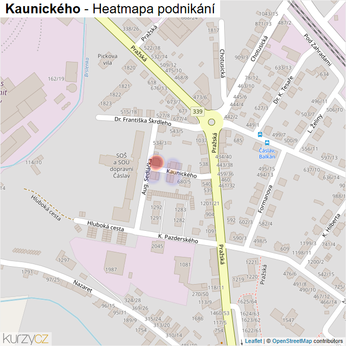 Mapa Kaunického - Firmy v ulici.