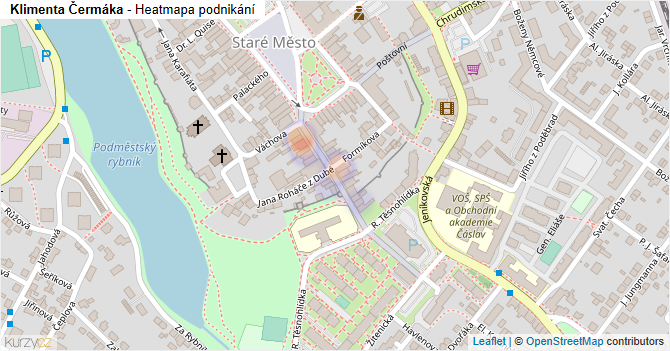 Klimenta Čermáka - mapa podnikání