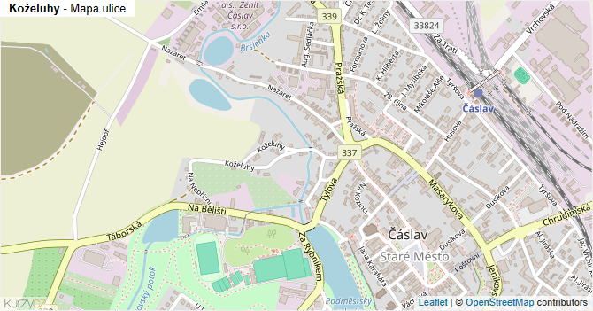 Koželuhy - mapa ulice
