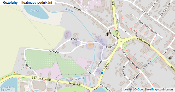 Koželuhy - mapa podnikání