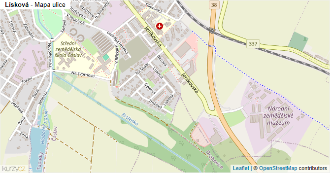Lísková - mapa ulice