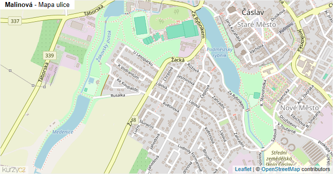 Malinová - mapa ulice