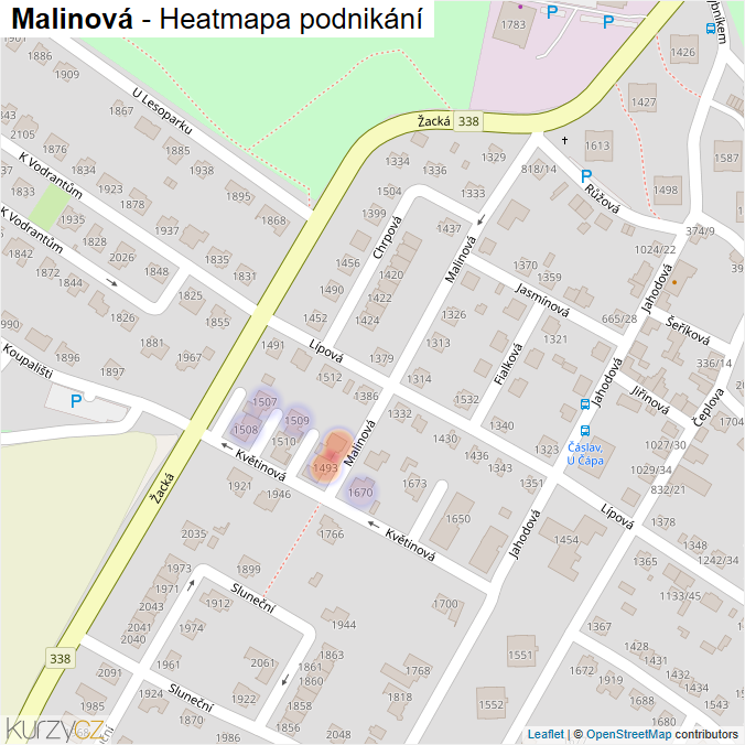 Mapa Malinová - Firmy v ulici.