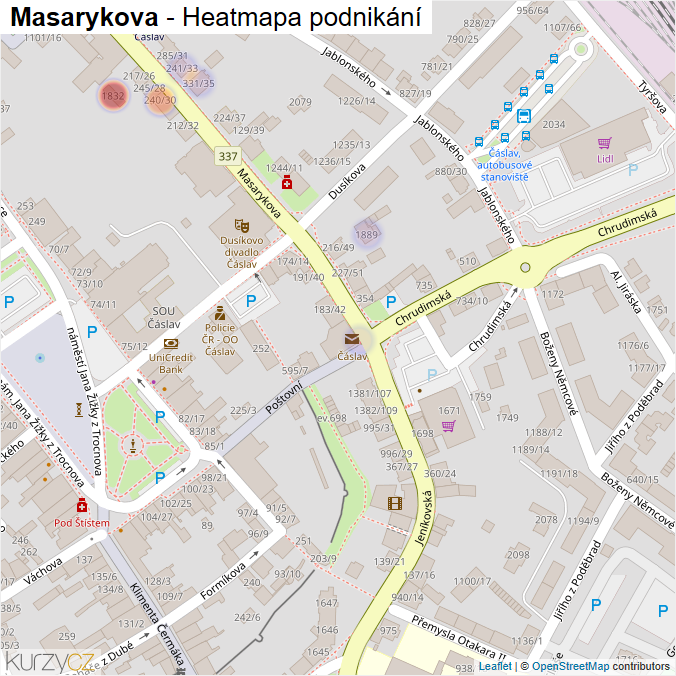 Mapa Masarykova - Firmy v ulici.