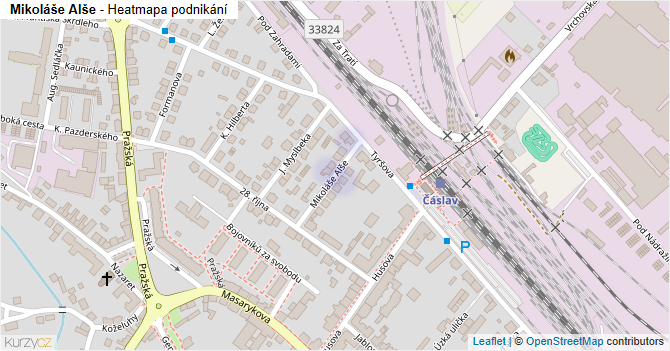 Mikoláše Alše - mapa podnikání