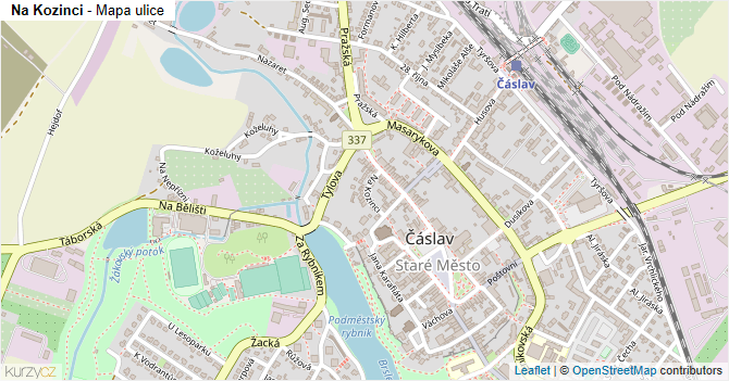 Na Kozinci - mapa ulice
