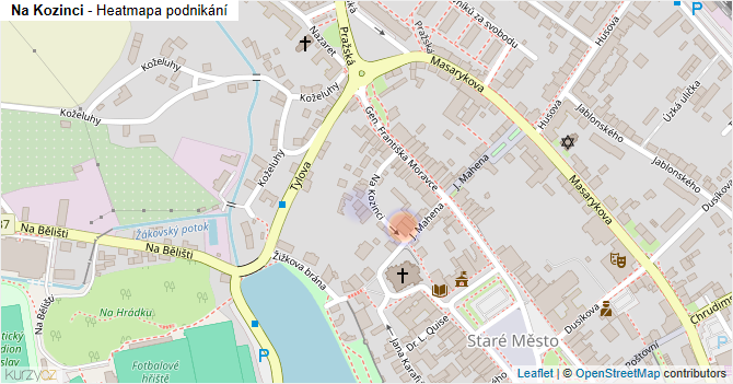Na Kozinci - mapa podnikání