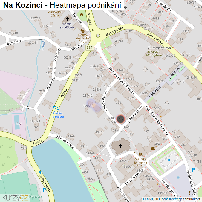 Mapa Na Kozinci - Firmy v ulici.