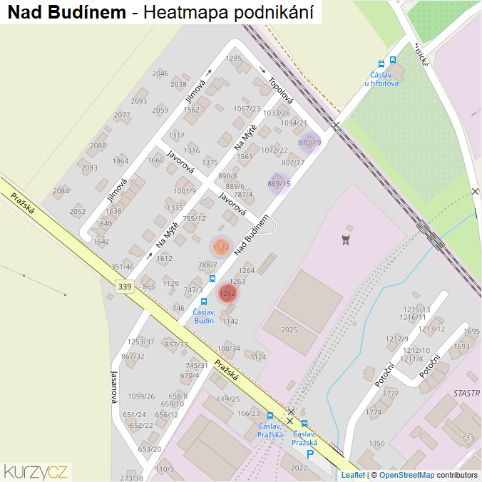 Mapa Nad Budínem - Firmy v ulici.