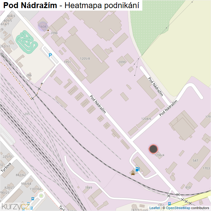 Mapa Pod Nádražím - Firmy v ulici.