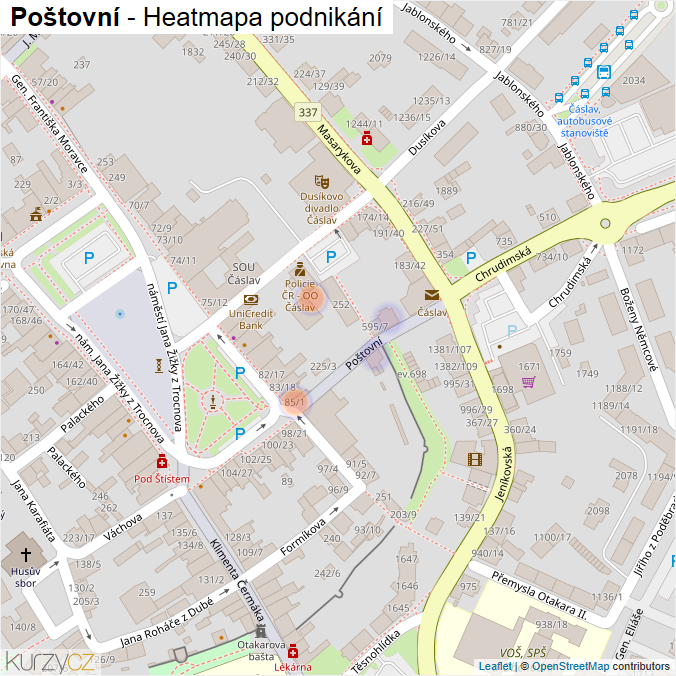 Mapa Poštovní - Firmy v ulici.