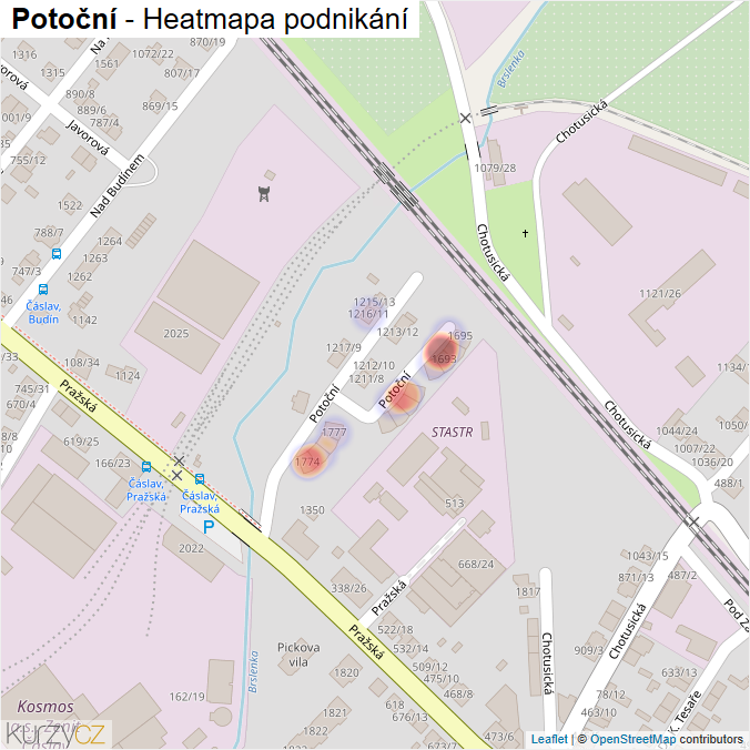 Mapa Potoční - Firmy v ulici.