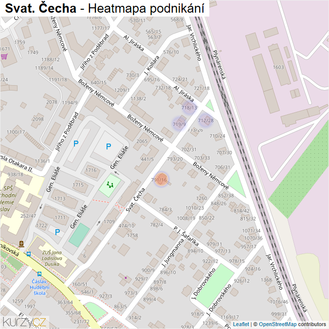 Mapa Svat. Čecha - Firmy v ulici.