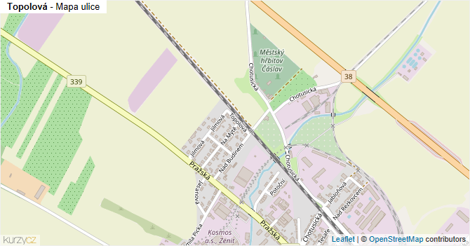 Topolová - mapa ulice