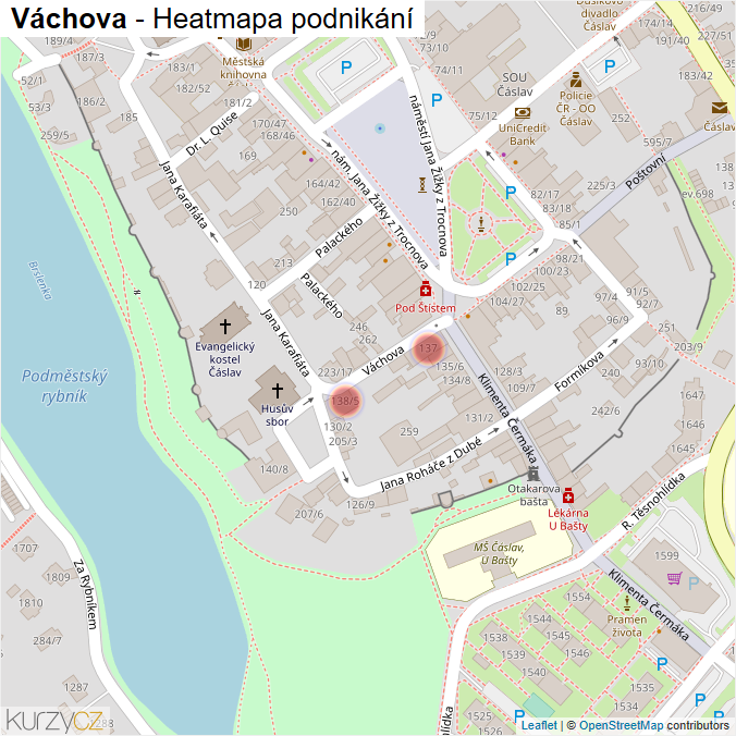 Mapa Váchova - Firmy v ulici.