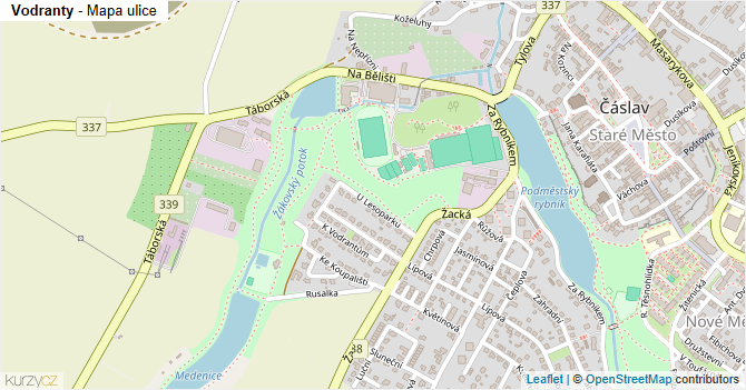Vodranty - mapa ulice