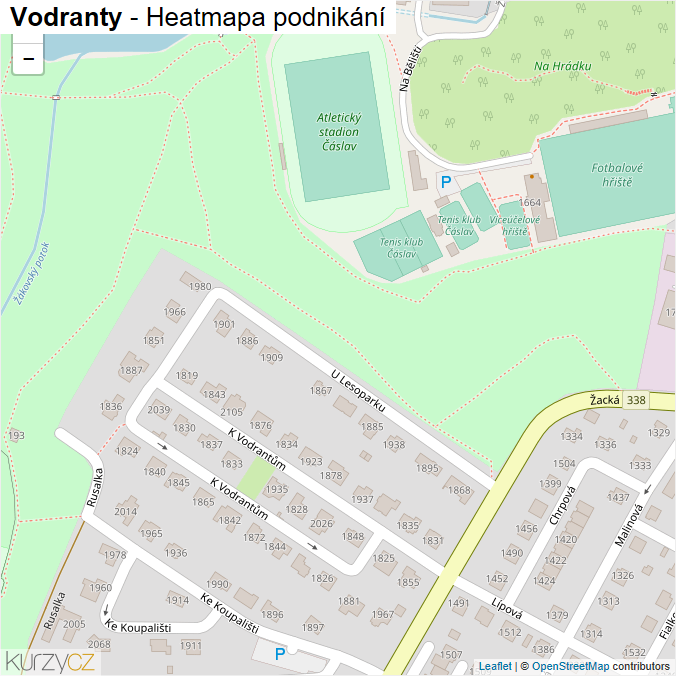 Mapa Vodranty - Firmy v ulici.
