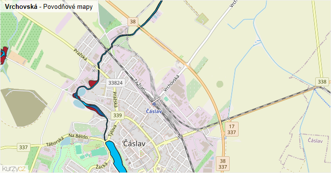 Vrchovská - záplavové mapy stoleté vody