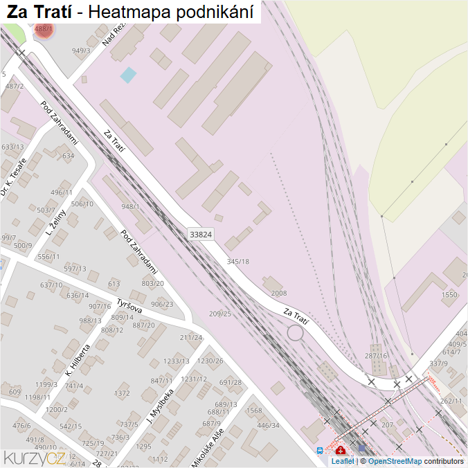 Mapa Za Tratí - Firmy v ulici.