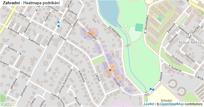 Zahradní - mapa podnikání